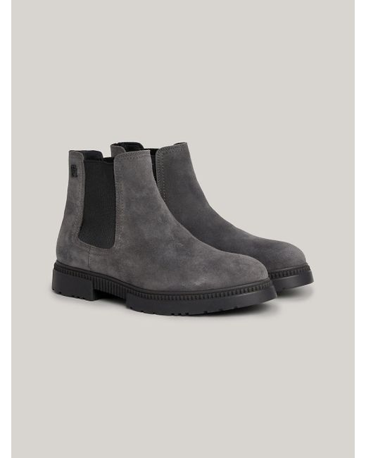 Tommy Hilfiger Black Suede Cleat Chelsea Boots for men