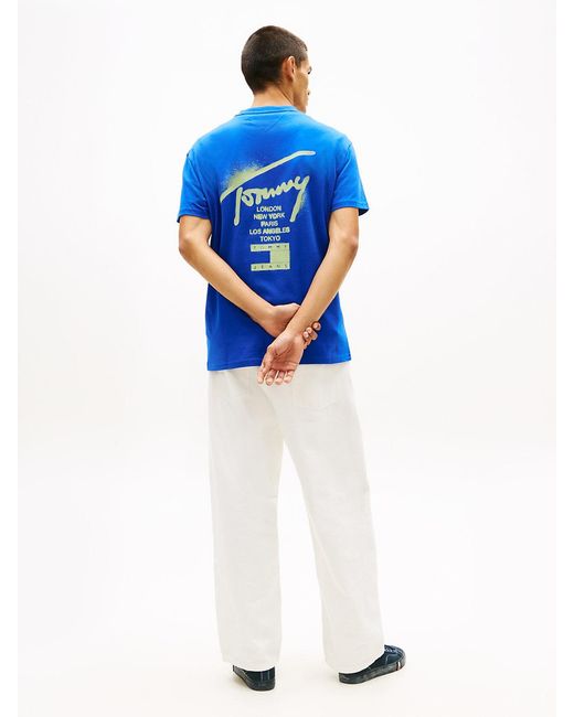 Tommy Hilfiger Blue Signature Back Logo Jersey T-Shirt for men