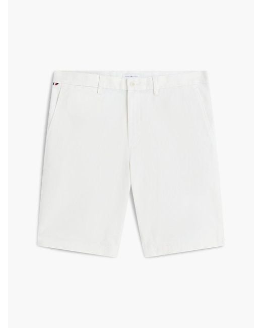 Tommy Hilfiger White Denton Twill Straight Fit Chino Shorts for men