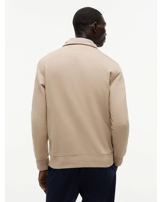 Tommy Hilfiger Natural Flag Embroidery Terry Quarter-Zip Sweatshirt for men
