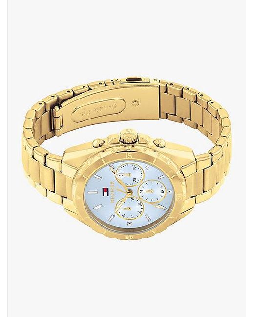 Reloj Chapado En Oro Con Esfera Azul Tommy Hilfiger de color Metallic
