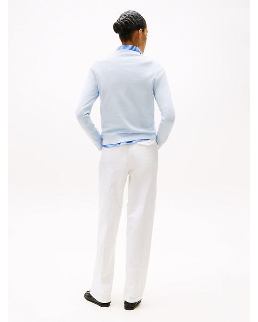 Pull En Maille Fine À Col En V Tommy Hilfiger en coloris Blue