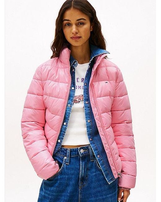 Tommy Hilfiger Glanzend Pufferjack in het Red