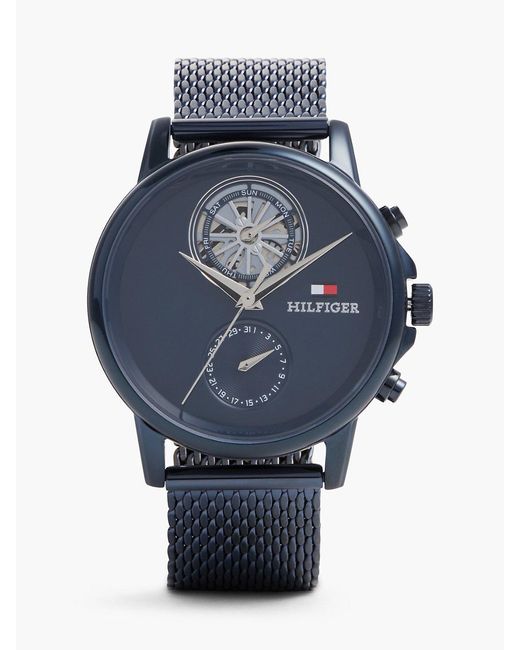 Tommy Hilfiger Blue Mesh Strap Skeleton Sub-Counter Watch for men