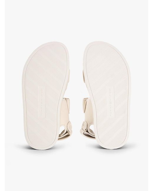 Tommy Hilfiger Natural Leather Th Monogram Platform Sandals