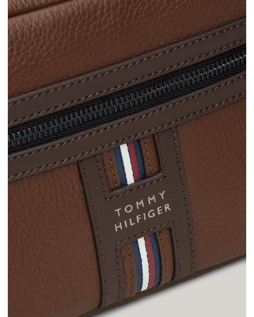 Tommy Hilfiger Brown Premium Leather Camera Bag for men