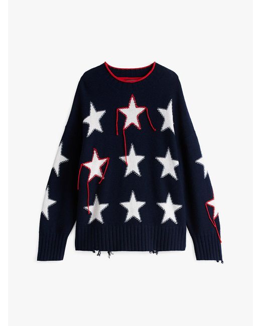Tommy Hilfiger Blue Star Knit Distressed Wool Jumper
