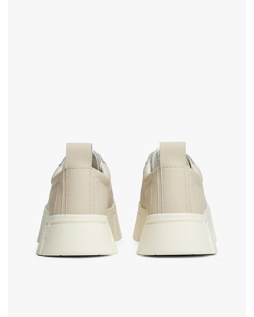 Tommy Hilfiger Natural Cleat Platform Trainers With Leather