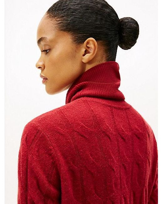 Tommy Hilfiger Red Zopfstrick-Midikleid Aus Softer Wolle