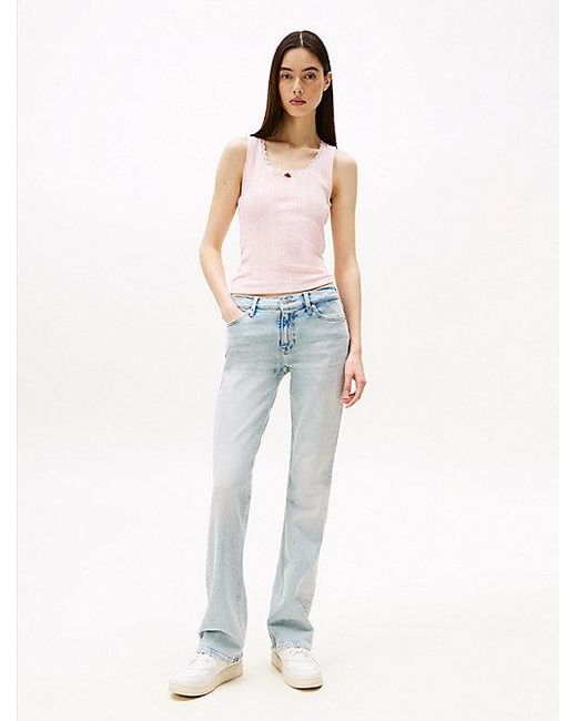 Tommy Hilfiger White Maddie Bootcut Jeans Mit Fade-Effekten