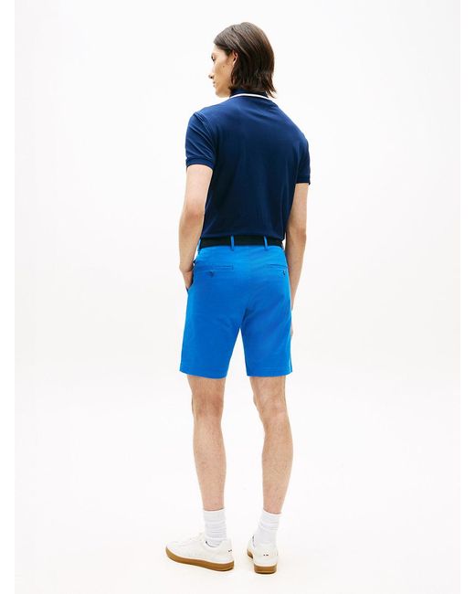 Tommy Hilfiger Blue Denton Straight Fit Belted Chino Shorts for men