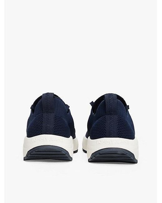 Tommy Hilfiger Gebreide Sneaker Met Reliëflogo in het Blue voor heren