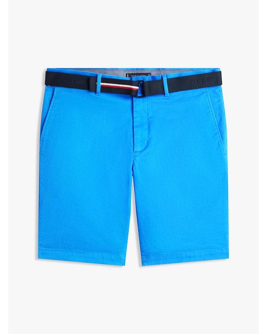 Tommy Hilfiger Blue Denton Straight Fit Belted Chino Shorts for men