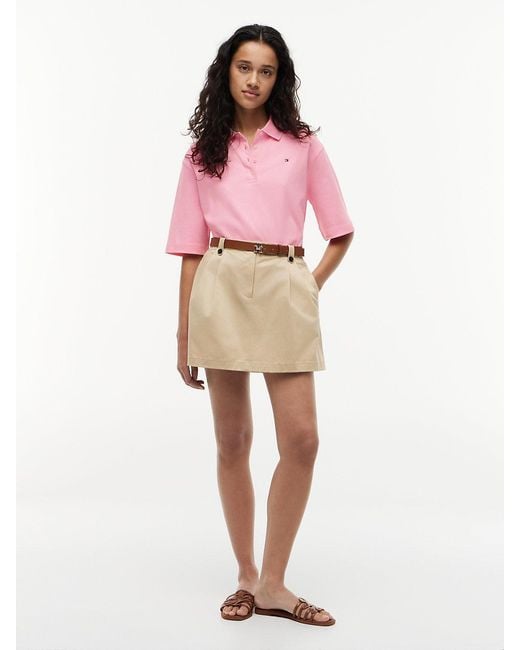 Tommy Hilfiger Pink Relaxed Fit Interlock Knit Polo Shirt