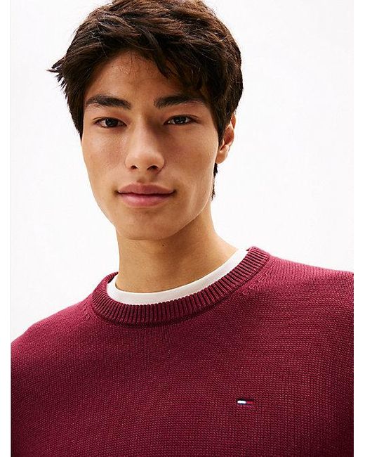 Tommy Hilfiger Slim Fit Pullover Mit Rundhalsausschnitt in Red für Herren