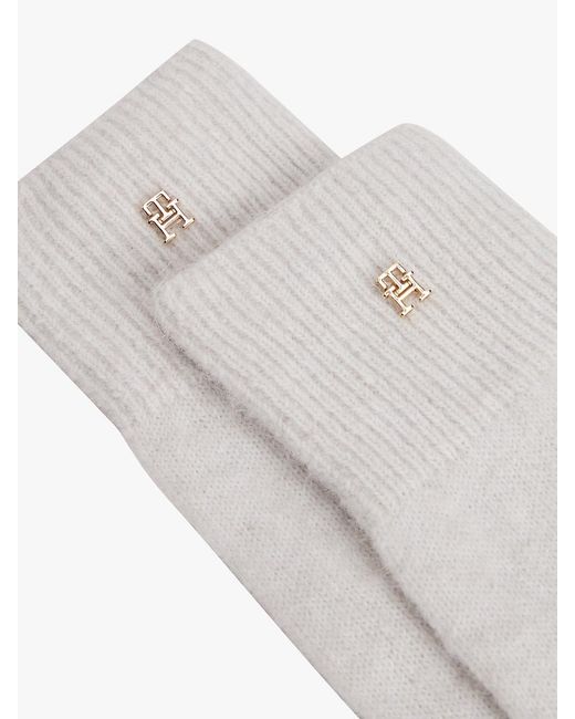 Gants Chic À Plaque Monogramme Th Tommy Hilfiger en coloris White