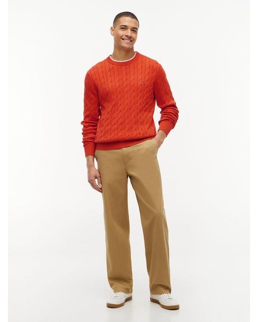 Tommy Hilfiger Red Flag Embroidery Cable Knit Jumper for men