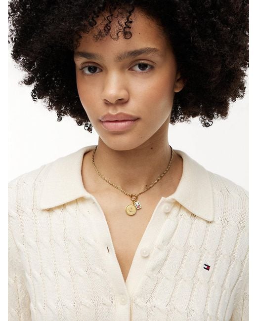 Tommy Hilfiger Metallic Plated Rope Chain Nautical Charm Necklace