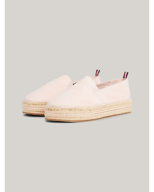 Tommy Hilfiger Natural Suede Flatform Espadrilles