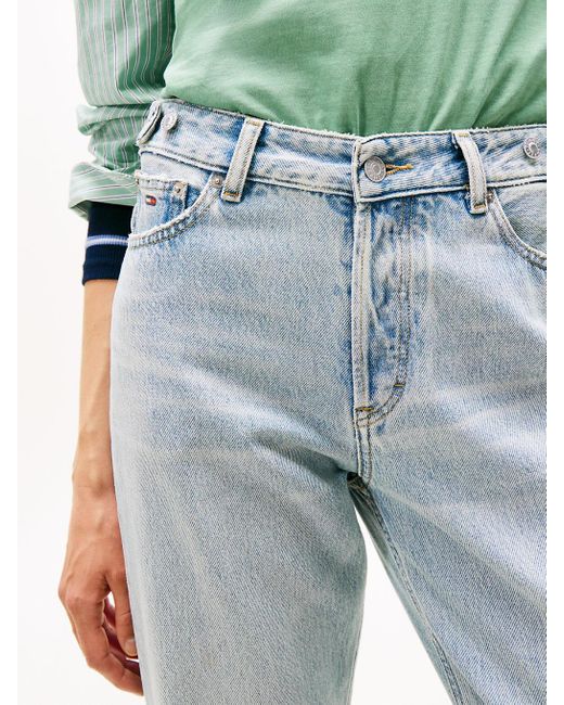 Jeans Slim Fit Dritti A Vita Media di Tommy Hilfiger in Green