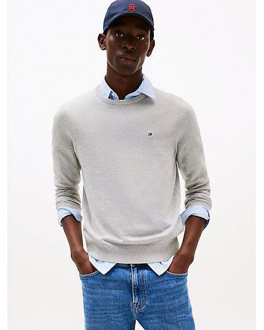 Tommy Hilfiger Trui Met Ronde Hals En Geborduurde Vlag in het Gray voor heren