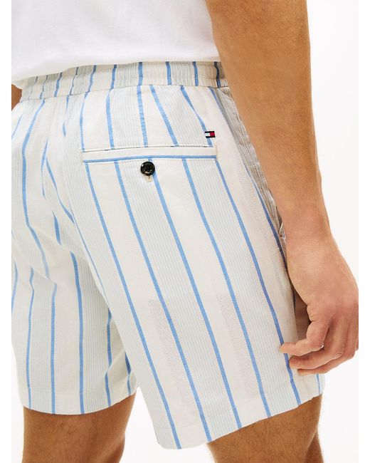Tommy Hilfiger White Dover Open Weave Dobby Regular Fit Shorts for men