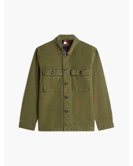 Giacca Stile Camicia Con Tasche Sbiadita di Tommy Hilfiger in Green da Uomo