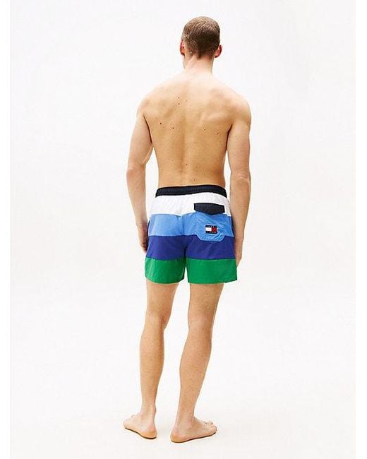Tommy Hilfiger Medium Lange Zwemshort Met Streep in het Blue voor heren