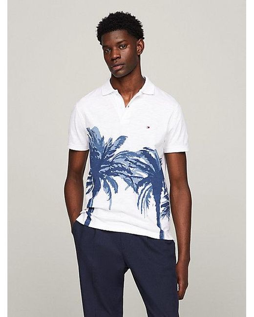 Tommy Hilfiger Regular Fit Poloshirt mit Palmen-Print in White für Herren