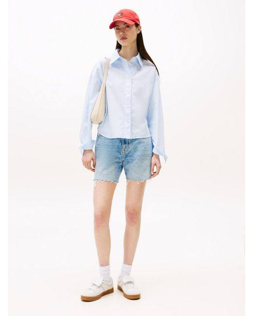 Chemise Courte En Popeline Rayée Tommy Hilfiger en coloris White