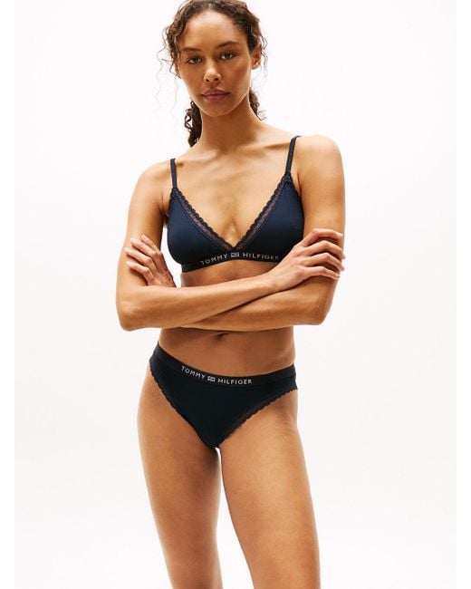 Reggiseno A Triangolo Sfoderato Con Pizzo di Tommy Hilfiger in Blue