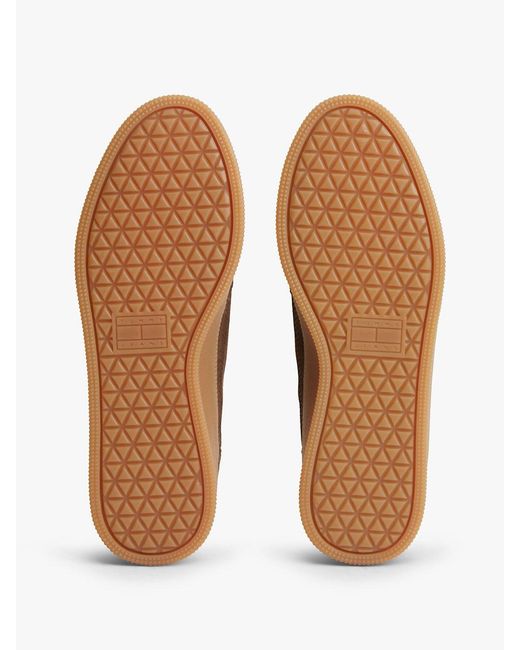 Tommy Hilfiger Brown The Greenwich Metallic Logo Suede Trainers for men