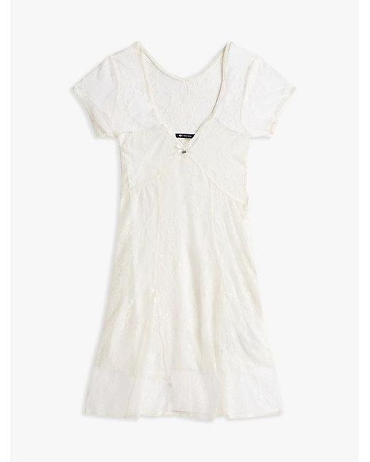 Minivestido De Corte Slim Con Manga Casquillo Tommy Hilfiger de color Blue