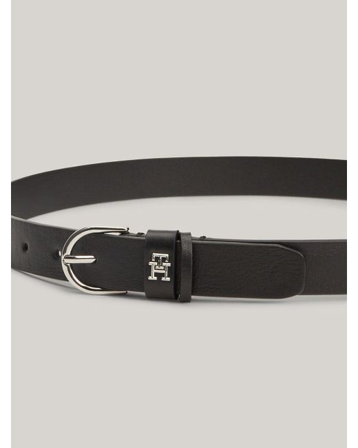 Tommy Hilfiger Black Essential Th Monogram Leather Belt