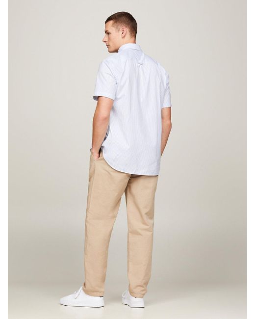 Tommy Hilfiger White Th Flex Poplin Regular Short Sleeve Shirt for men