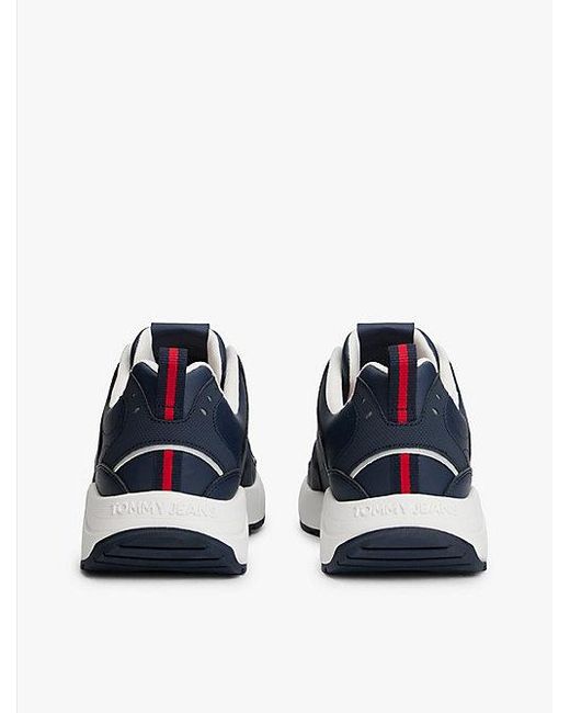 Tommy Hilfiger Sneaker Met Profielzool En Gemengde Texturen in het Blue voor heren