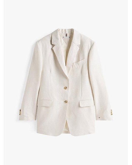 Tommy Hilfiger Relaxed Fit Blazer Met Krijtstreep in het White