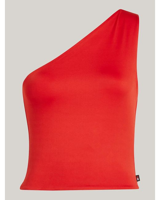 Tommy Hilfiger Red Asymmetrical Cropped Tank Top