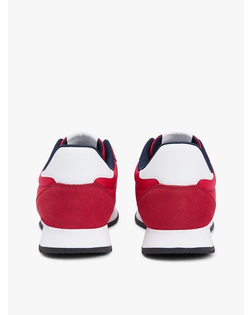Tommy Hilfiger Red Logo Mixed Texture Trainers for men