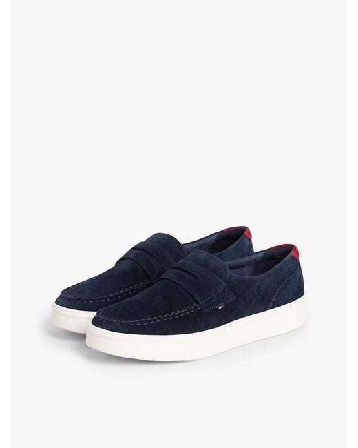 Tommy Hilfiger Blue Lightweight Suede Hybrid Loafers for men