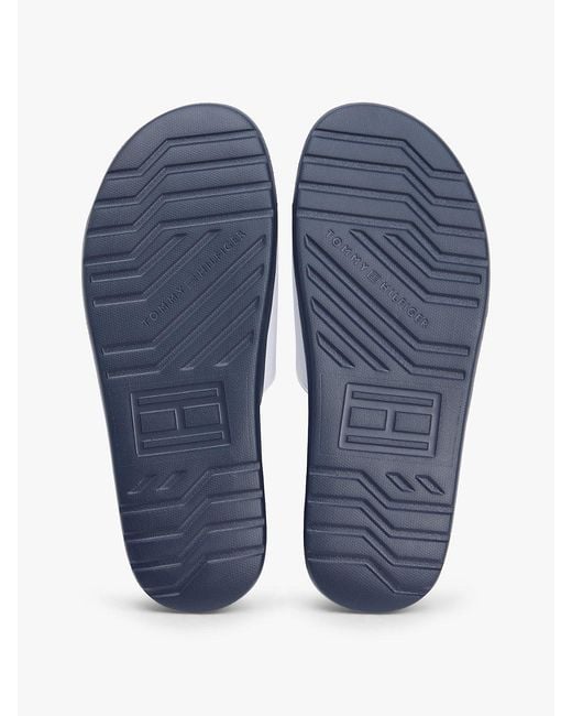 Tommy Hilfiger Blue Hilfiger Monotype Pool Slides for men