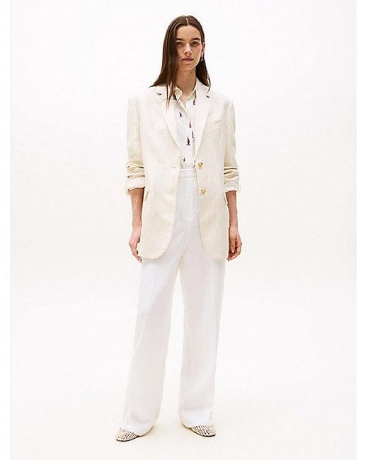 Tommy Hilfiger Relaxed Fit Blazer Met Krijtstreep in het White