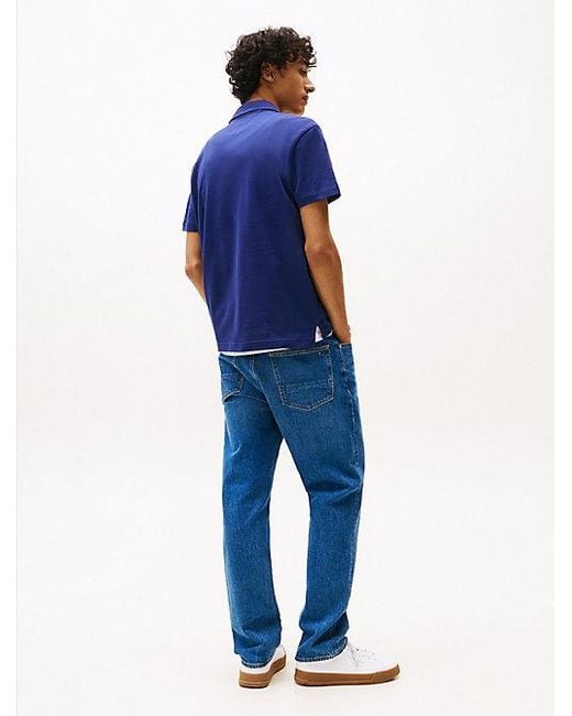Tommy Hilfiger Regular Opengebreid Overhemd Met Korte Mouwen in het Blue voor heren
