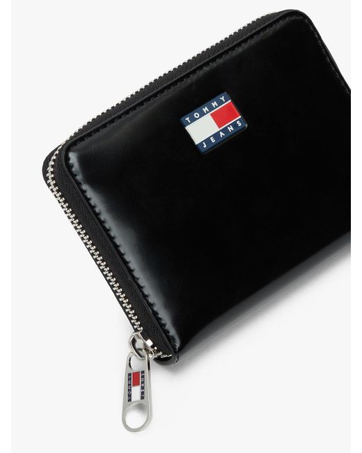 Tommy Hilfiger Black Essential Logo Plaque Zip-Around Wallet