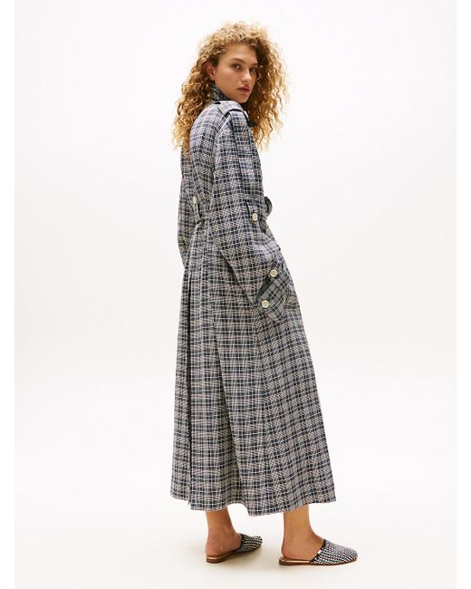 Tommy Hilfiger Gray The Runway Collection Silk Blend Oversized Trench Coat
