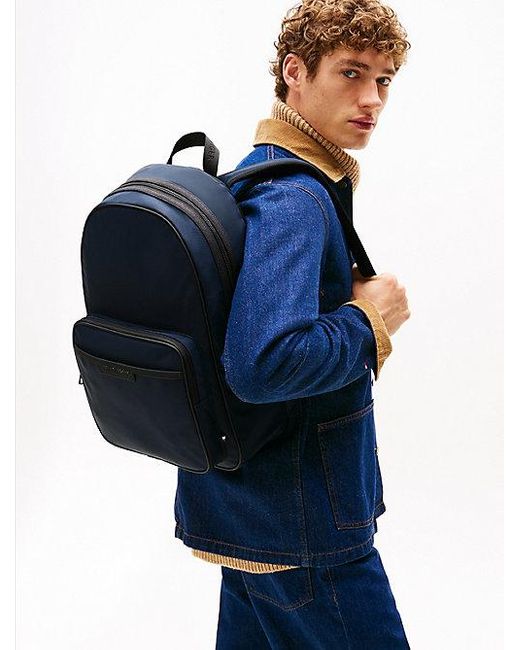Tommy Hilfiger Rucksack Mit Gleichfarbigem Logo Aus Metall in Blue für Herren