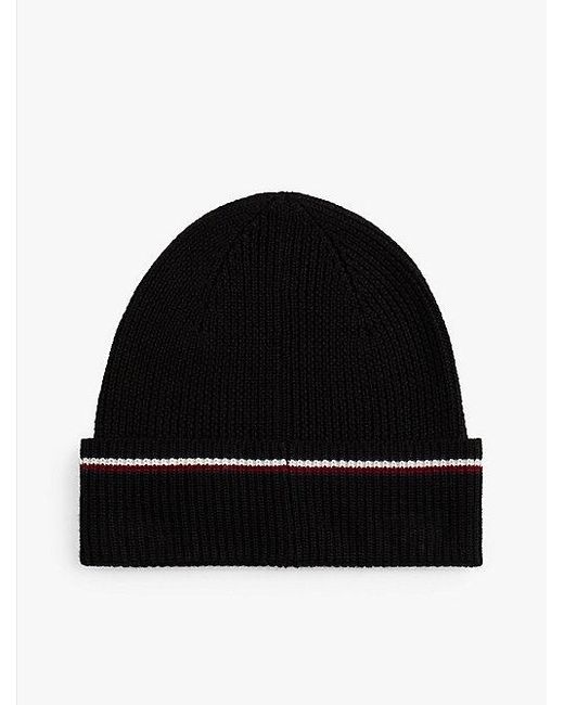 Tommy Hilfiger Beanie Aus Wollmix Mit Tommy-Tape in Black für Herren
