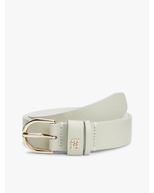 Tommy Hilfiger Natural Th Monogram Debossed Leather Belt