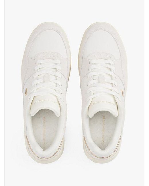 Tommy Hilfiger White Basketball-Sneaker Mit Strukturmix