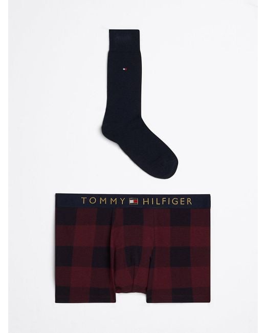 Tommy Hilfiger White Th Original Print Trunks And Socks Gift Box for men